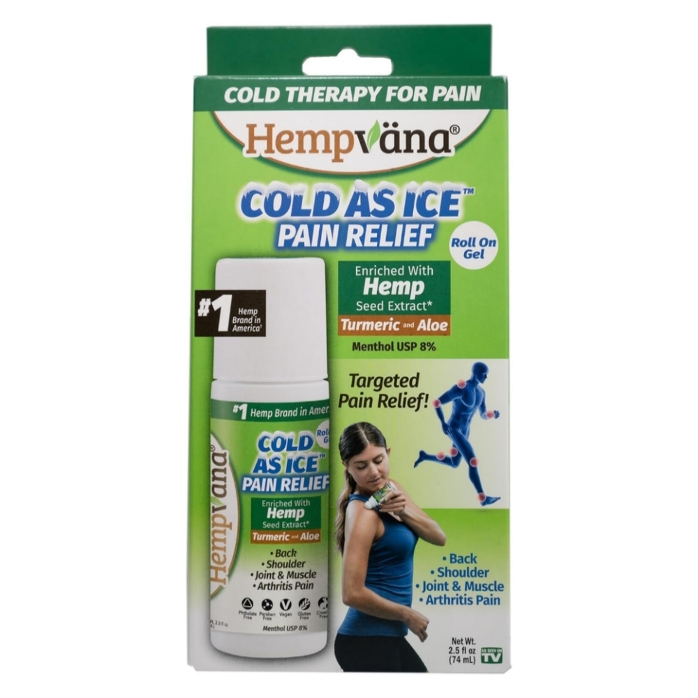 NEW Hempvana Cold As Ice Pain Relief Roll On Menthol Pain Joint Back Muscle ASOT